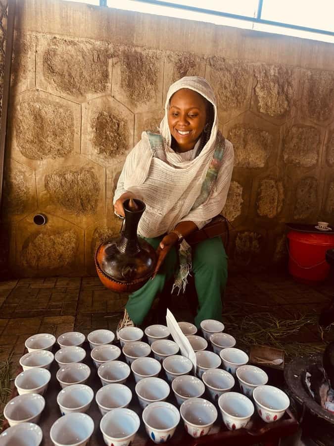 Ethiopia coffee cupping class/Ethiopian food injera making - The coffee cupping session, from bean to tasting cup